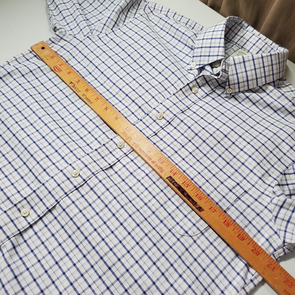 Brooks Brothers Milano Shirt Men 15.5 36 Blue Check Button Up Office Preppy - Picture 9 of 12